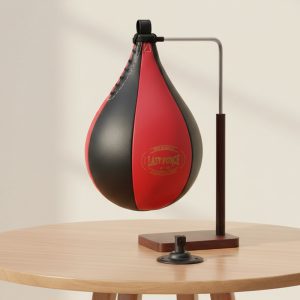 Single End Leather Speed Ball Red & Black with Swivel (13151)