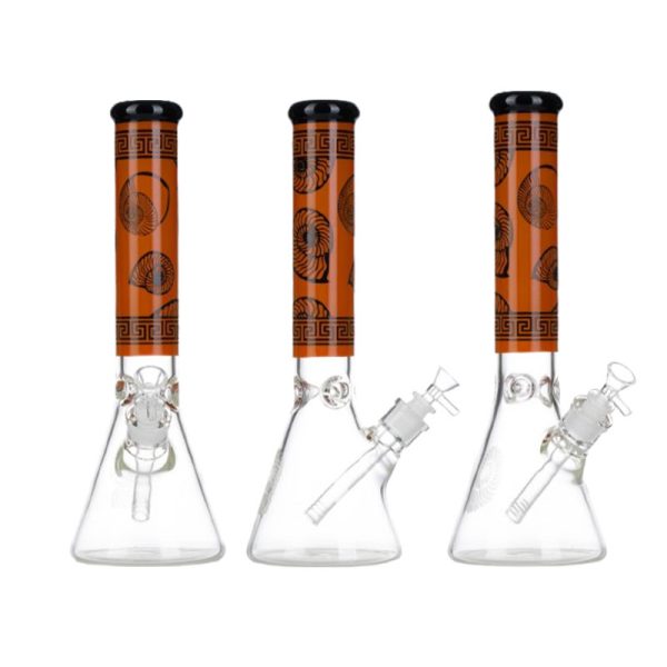 14" 7MM Glass Bong with Defuser - Orange (C1039)
