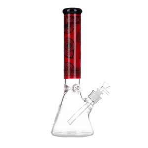 14" 7MM Glass Bong with Defuser - Red (C1039)