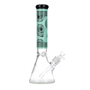 14" 7MM Glass Bong with Defuser - Blue (C1039)