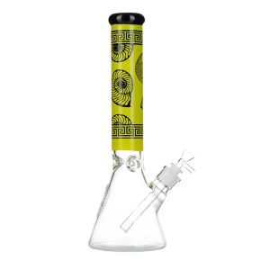 14" 7MM Glass Bong with Defuser - Green (C1039)