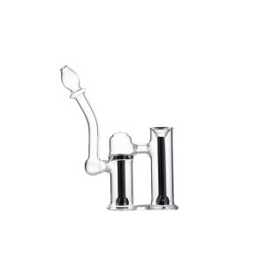 6" Clyde Bubbler, 2 Chamber Glass Bong - Black+Clear (DCK-018)