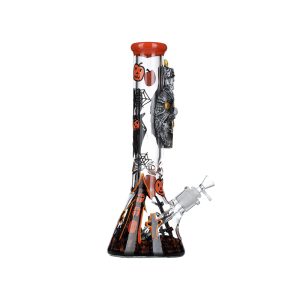 14" 7MM Straight Tube Glass Bong - Orange (DCK-022)
