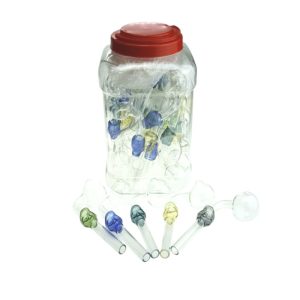 Mini-Glass Bubble Pipes with Skull comes in  Jar (ES117OB)