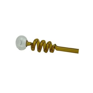 6" Scrawl Glass Bubble Pipe - Amber - (FH0222)