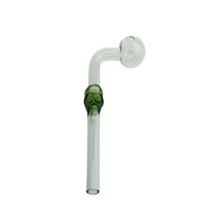 5.5" Glass Bubble Pipe with Skull - Green - (FH0234)