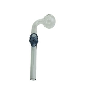 5.5" Glass Bubble Pipe with Skull -Lake Blue - (FH0234)