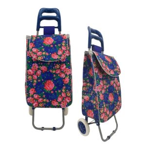 Lightweight Floral Shopping Trolley Luggage Bag - Blue (Floral 1024)