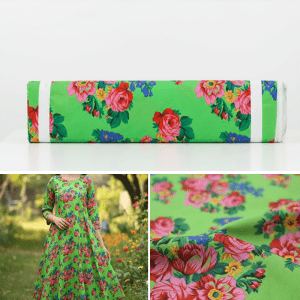 Flower Cotton Fabric Bolt - Green Flash (2900)