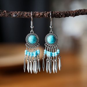 Metal Indigenous Earrings - (JS22252-A)