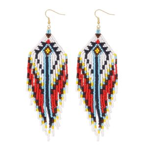 Beaded Indigenous Earrings - (JS22253-C)