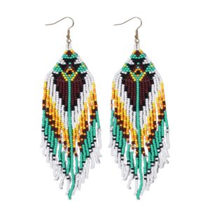 Beaded Indigenous Earrings - (JS22253-D)