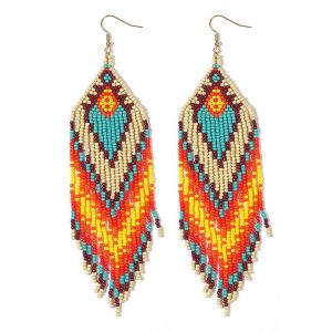 Beaded Indigenous Earrings - (JS22253-E)