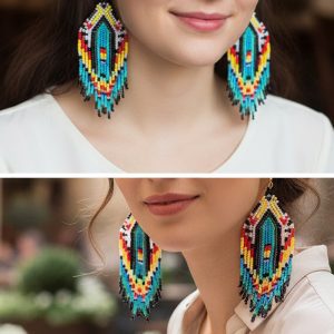 Beaded Indigenous Earrings (JS22253-G)