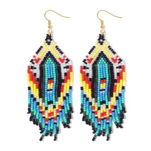 Beaded Indigenous Earrings - (JS22253-G)