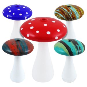 Mushroom Shape Zinl Glass Hand Pipe &Honey Straw (MBN-001)