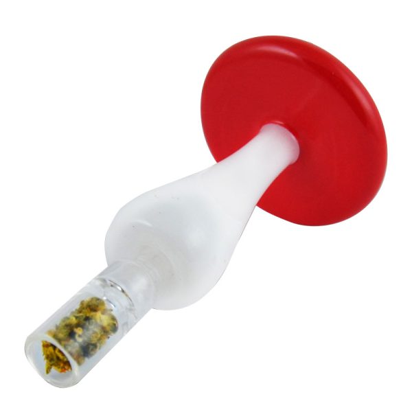 Mushroom Shape Zinl Glass Hand Pipe &Honey Straw (MBN-001) - Image 2