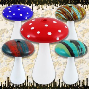 Mushroom Shape Zinl Glass Hand Pipe &Honey Straw (MBN-001)