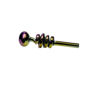 6" Electroplated Scrawl Glass Bubble Pipe - Green - (OBJ-710)