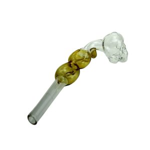 6" Glass Bubble Pipe with Skull - Yellow - (OBJ47)