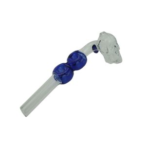 6" Glass Bubble Pipe with Skull - Blue - (OBJ47)