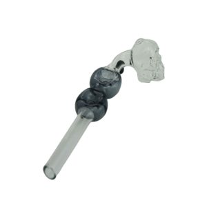 6" Glass Bubble Pipe with Skull - Grey - (OBJ47)