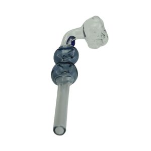6" Glass Bubble Pipe with Skull - Lake Blue - (OBJ47)