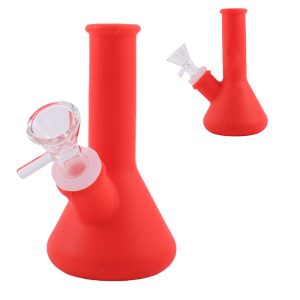 5" Silicone Simple Color Bong - (SMKE-063-Red)