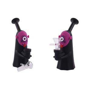 6" Silicone Black Colored Alien Face Bong - (SMKE-090-Purple)