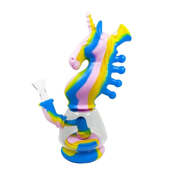 3" Silicone Unicorn Bong - Yellow+Blue (SMKE-102)