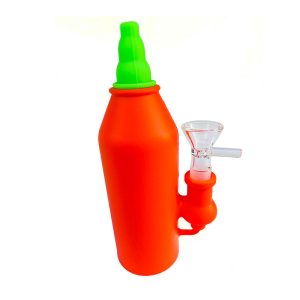 6.5" Silicone Saus Bottle Design Bong - Orange  (SMKE-117)