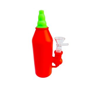 6.5" Silicone Saus Bottle Design Bong  - Red (SMKE-117)