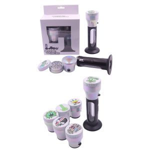 4 Parts 50mm 2 in 1 Metal Herb Grinder with Cone Loader - White (SMKZ126)