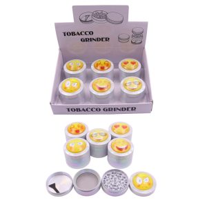 4 Parts 55mm Metal Emoji Designs Grinder - White (SMKZ129)