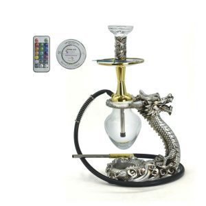 21" Dragon Deign Single Hose Hookah, LED - Silver (SMSU-H001-B)