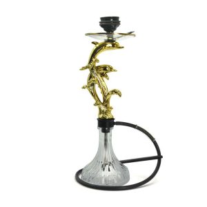 28" Dolphin Deign Single Hose Hookah - Gold (SMSU-H002-A)