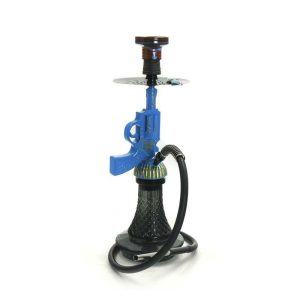 23" Gun Deign Single Hose Hookah - Blue Gold (SMSU-H004-B)