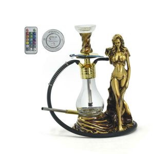 17" Lady Hookah with LED - Gold + Black (SMSU-H008-B)