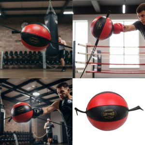 Double End Leather Speed Ball Red & Black with Cord (13150)