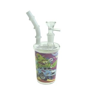 5" Coffee Cup Design Glass Bong (WP0942-Sticker 11)