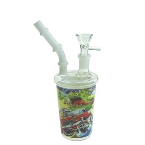 5" Coffee Cup Design Glass Bong (WP0942-Sticker 4)