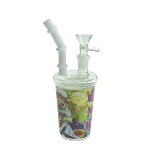5" Coffee Cup Design Glass Bong (WP0942-Sticker 7)