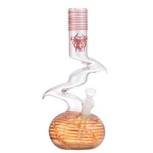 12" Xtreme Zig Zag Glass Bong with Bowl - Red (AK822)