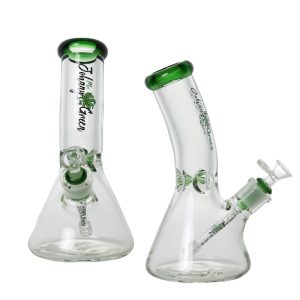 Johnny Green 10" 9mm Beaker Bent Neck with Grid Percolator Slide - Green (MJG-006)