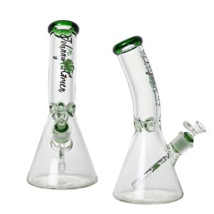 Johnny Green 12" 9mm Beaker Bent Neck with Grid Percolator Slide - Green (MJG-007)