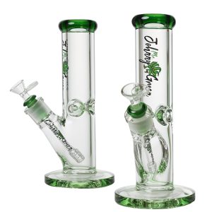 Johnny Green 10" 9mm Straight Tube with Grid Percolator Slide - Green (MJG-011)