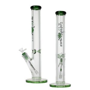 Johnny Green 16" 9mm Straight Tube with Grid Percolator Slide - Green (MJG-013)