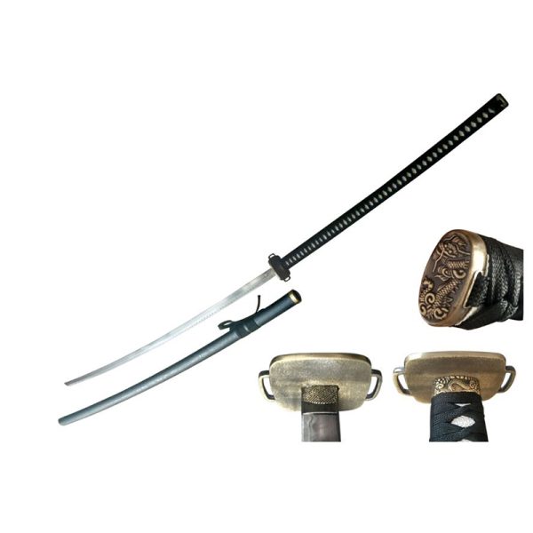 78" Decoration Odachi Sword Black Handle & Black Scabbard - (T603798B)