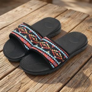 7 Lake Design Summer Sandals /Sliders for Men - Black (0812-2301)