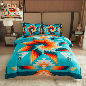 Hand Quilted Micromink Queen Blanket Twist Star in Lakeland and Boulder Color (2139-TWSTAR1)